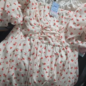 Crystal Doll Floral Dress - Cream and Red